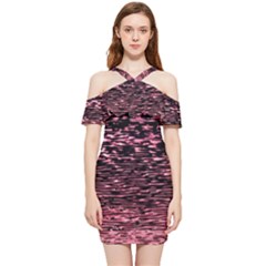 Pink  Waves Flow Series 11 Shoulder Frill Bodycon Summer Dress by DimitriosArt