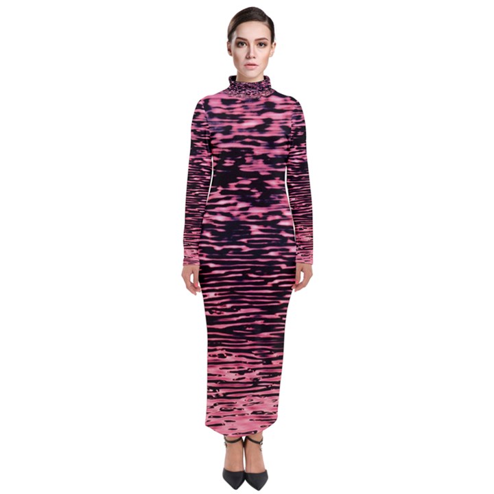 Pink  waves flow series 11 Turtleneck Maxi Dress