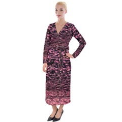 Pink  Waves Flow Series 11 Velvet Maxi Wrap Dress by DimitriosArt