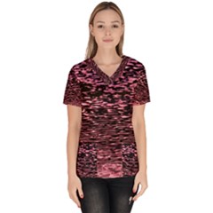 Pink  Waves Flow Series 11 Women s V-neck Scrub Top by DimitriosArt