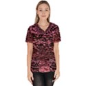 Pink  waves flow series 11 Women s V-Neck Scrub Top View1