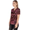 Pink  waves flow series 11 Women s V-Neck Scrub Top View2