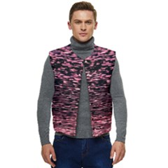 Pink  Waves Flow Series 11 Men s Short Button Up Puffer Vest	 by DimitriosArt