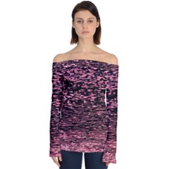 Pink  Waves Flow Series 11 Off Shoulder Long Sleeve Top by DimitriosArt