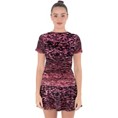 Pink  Waves Flow Series 11 Drop Hem Mini Chiffon Dress by DimitriosArt