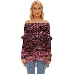 Pink  Waves Flow Series 11 Off Shoulder Chiffon Pocket Shirt