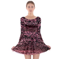 Pink  Waves Flow Series 11 Long Sleeve Skater Dress by DimitriosArt