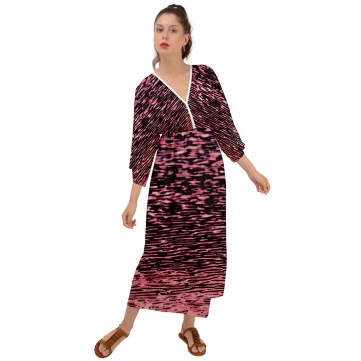 Pink  waves flow series 11 Grecian Style  Maxi Dress