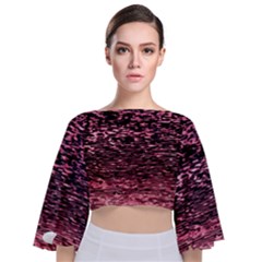 Pink  Waves Flow Series 11 Tie Back Butterfly Sleeve Chiffon Top by DimitriosArt