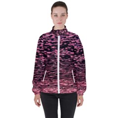 Pink  Waves Flow Series 11 Women s High Neck Windbreaker by DimitriosArt