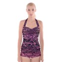 Pink  waves flow series 11 Boyleg Halter Swimsuit  View1