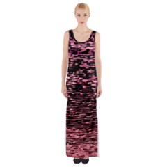 Pink  Waves Flow Series 11 Thigh Split Maxi Dress by DimitriosArt