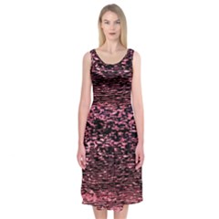 Pink  Waves Flow Series 11 Midi Sleeveless Dress by DimitriosArt