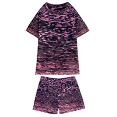 Pink  Waves Flow Series 11 Kids  Swim Tee And Shorts Set by DimitriosArt