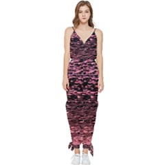 Pink  Waves Flow Series 11 Sleeveless Tie Ankle Chiffon Jumpsuit by DimitriosArt