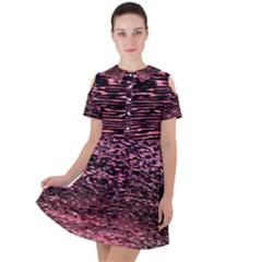 Pink  Waves Flow Series 11 Short Sleeve Shoulder Cut Out Dress  by DimitriosArt