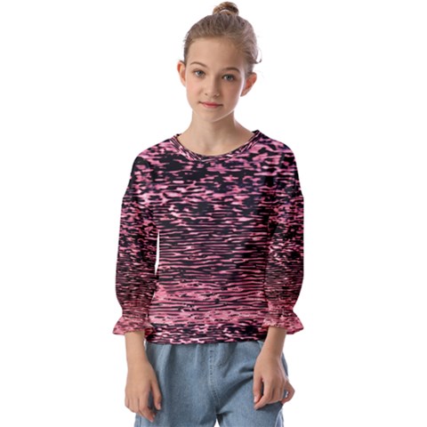 Pink  Waves Flow Series 11 Kids  Cuff Sleeve Top by DimitriosArt