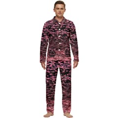 Pink  Waves Flow Series 11 Men s Long Sleeve Velvet Pocket Pajamas Set by DimitriosArt