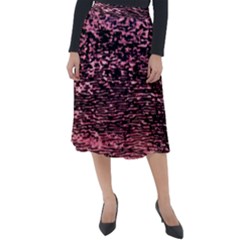 Pink  Waves Flow Series 11 Classic Velour Midi Skirt  by DimitriosArt