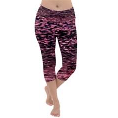 Pink  Waves Flow Series 11 Lightweight Velour Capri Yoga Leggings by DimitriosArt