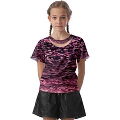 Pink  Waves Flow Series 11 Kids  Front Cut Tee by DimitriosArt