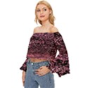 Pink  waves flow series 11 Off Shoulder Flutter Bell Sleeve Top View2