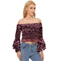 Pink  waves flow series 11 Off Shoulder Flutter Bell Sleeve Top View3