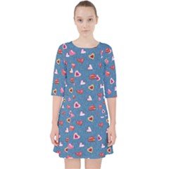 Sweet Hearts Quarter Sleeve Pocket Dress by SychEva