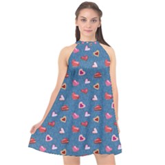 Sweet Hearts Halter Neckline Chiffon Dress  by SychEva