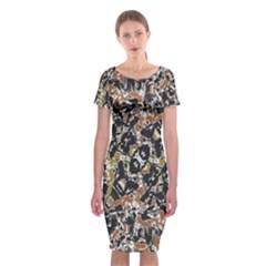 Modern Camo Tropical Print Design Classic Short Sleeve Midi Dress