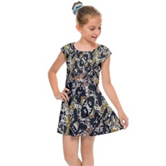 Modern Camo Tropical Print Design Kids  Cap Sleeve Dress by dflcprintsclothing