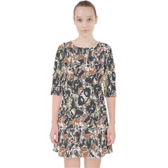 Modern Camo Tropical Print Design Quarter Sleeve Pocket Dress