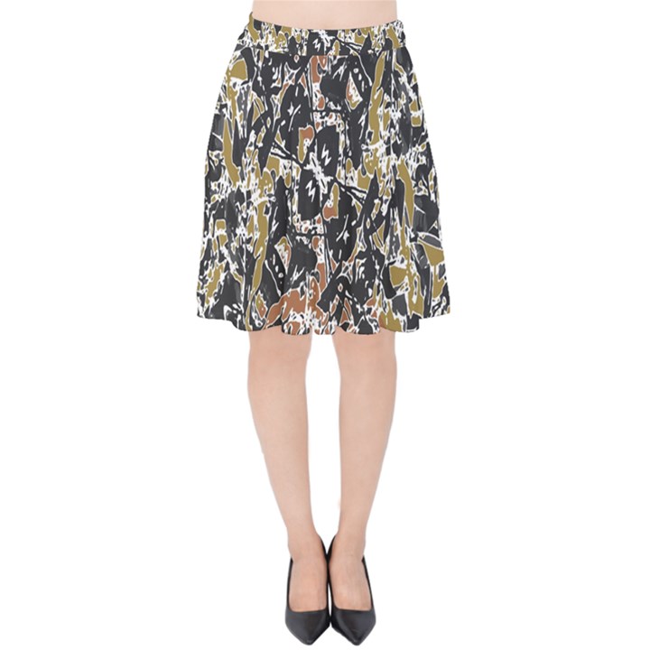 Modern Camo Tropical Print Design Velvet High Waist Skirt