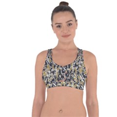 Modern Camo Tropical Print Design Cross String Back Sports Bra by dflcprintsclothing