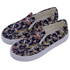 Modern Camo Tropical Print Design Kids  Canvas Slip Ons by dflcprintsclothing