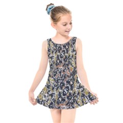 Modern Camo Tropical Print Design Kids  Skater Dress Swimsuit