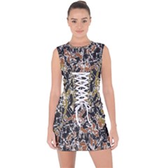 Modern Camo Tropical Print Design Lace Up Front Bodycon Dress by dflcprintsclothing