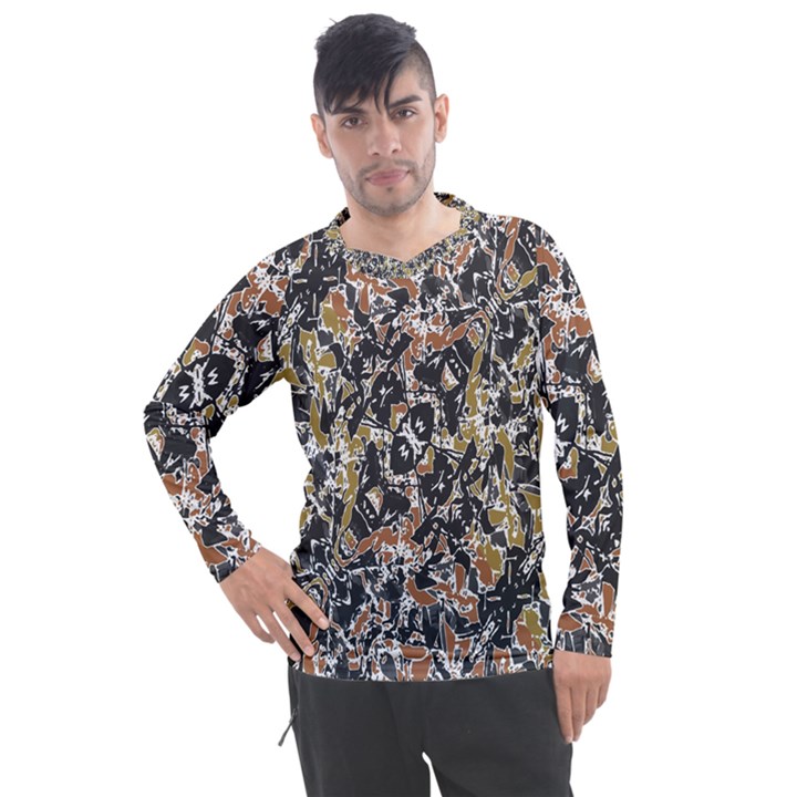 Modern Camo Tropical Print Design Men s Pique Long Sleeve Tee