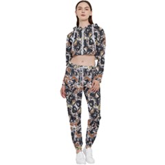 Modern Camo Tropical Print Design Cropped Zip Up Lounge Set by dflcprintsclothing