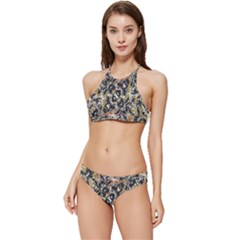 Modern Camo Tropical Print Design Banded Triangle Bikini Set