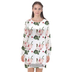 Love Spring Floral Long Sleeve Chiffon Shift Dress  by Janetaudreywilson