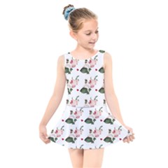 Love Spring Floral Kids  Skater Dress Swimsuit by Janetaudreywilson