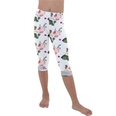 Love Spring Floral Kids  Lightweight Velour Capri Leggings  by Janetaudreywilson