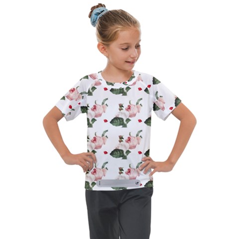 Love Spring Floral Kids  Mesh Piece Tee by Janetaudreywilson