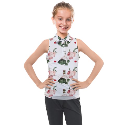 Love Spring Floral Kids  Sleeveless Polo Tee by Janetaudreywilson