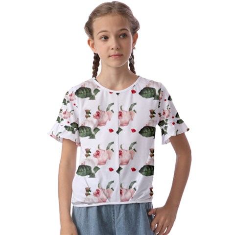 Love Spring Floral Kids  Cuff Sleeve Scrunch Bottom Tee by Janetaudreywilson