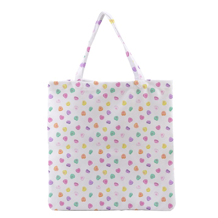 Valentines Day Candy Hearts Pattern - White Grocery Tote Bag