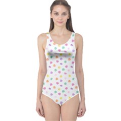 Valentines Day Candy Hearts Pattern - White One Piece Swimsuit by JessySketches