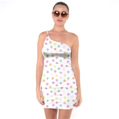 Valentines Day Candy Hearts Pattern - White One Soulder Bodycon Dress by JessySketches