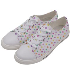 Valentines Day Candy Hearts Pattern - White Men s Low Top Canvas Sneakers by JessySketches